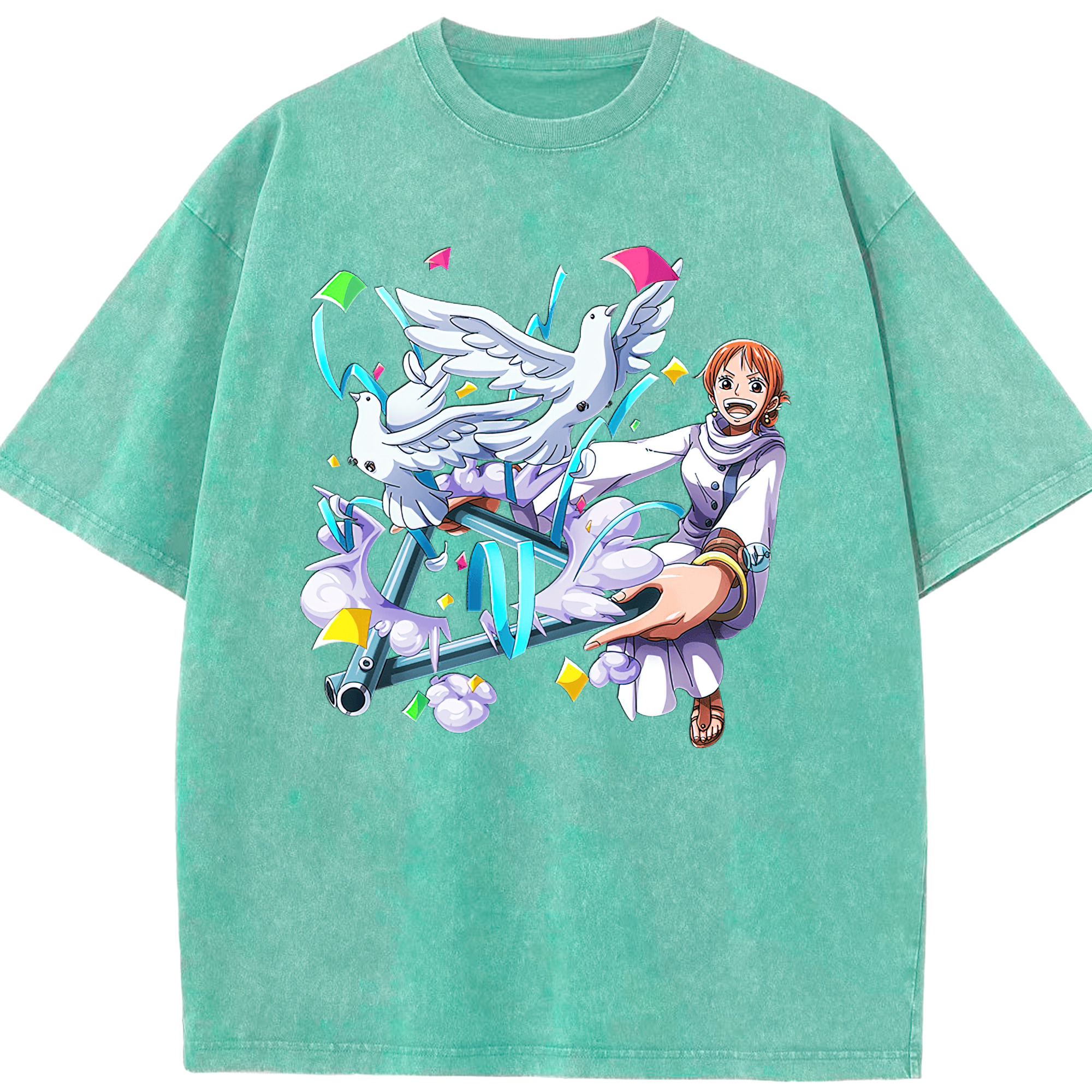 ワンピース ナミ ONE PIECE Nami 綿100% ヴィンテージ風 半袖Tシャツ（フロントプリント）